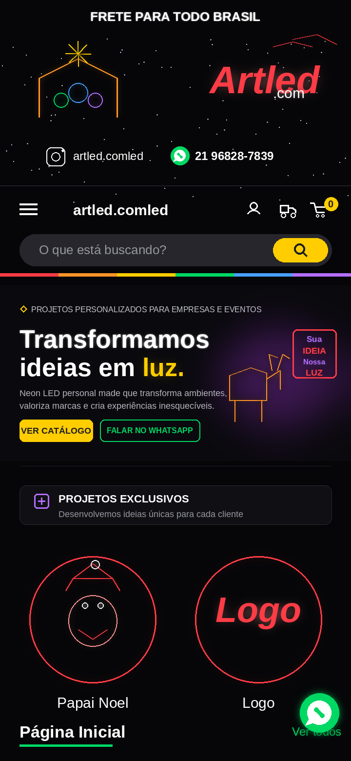 Loja Artled — estilo black premium com neon